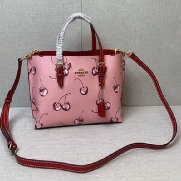 Coach Mollie Tote Bag 25 With Cherry Print - Picture 6 of 7